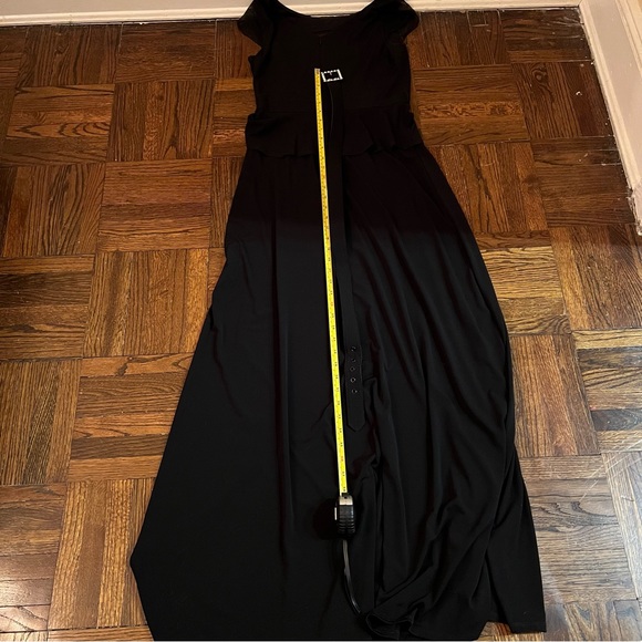 A line long evening black gown with strass belt size 6 - Picture 10 of 15